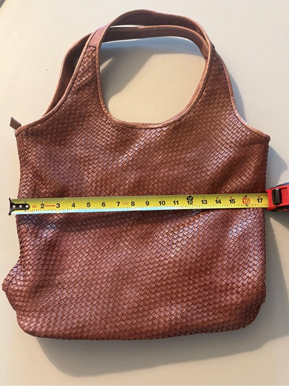Handmade Genuine Leather Hobo Tote Bag oversize, Cognac Brown, pre-owned. - Picture 9 of 16